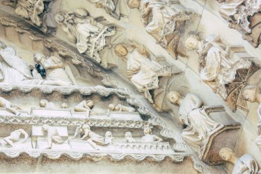 Reims Fransa 16 Temmuz 2018 öğleden sonra Notre Dame Katedrali'nin Reims cephe dış görünümünü