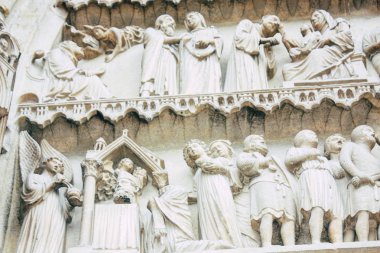 Reims Fransa 16 Temmuz 2018 öğleden sonra Notre Dame Katedrali'nin Reims cephe dış görünümünü