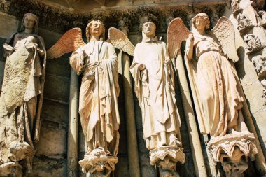 Reims Fransa 16 Temmuz 2018 öğleden sonra Notre Dame Katedrali'nin Reims cephe dış görünümünü