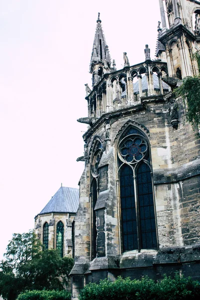 Ρεμς Γαλλία Ιουλίου 2018 Προβολή Της Εξωτερικής Πρόσοψης Του Notre — Φωτογραφία Αρχείου