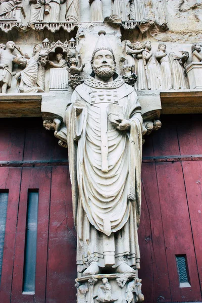 Reims France July 2018 View Exterior Facade Notre Dame Cathedral — Stock Photo, Image