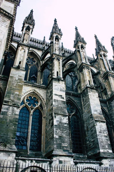 Reims Frankreich Juli 2018 Blick Auf Die Außenfassade Der Kathedrale — Stockfoto