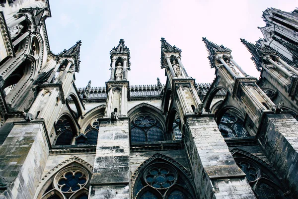 Reims Frankreich Juli 2018 Blick Auf Die Außenfassade Der Kathedrale — Stockfoto