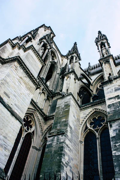 Reims França Julho 2018 Vista Fachada Exterior Catedral Notre Dame — Fotografia de Stock