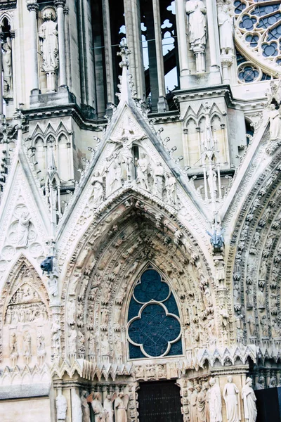 Reims Franciaország Július 2018 Külső Homlokzata Notre Dame Katedrális Reims — Stock Fotó