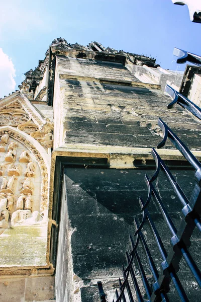 Reims Francia Luglio 2018 Veduta Della Facciata Esterna Della Cattedrale — Foto Stock