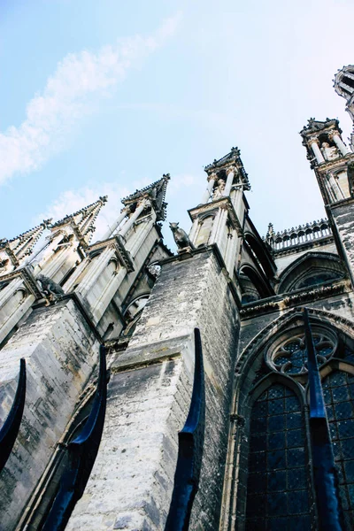 Reims Frankreich Juli 2018 Blick Auf Die Außenfassade Der Kathedrale — Stockfoto
