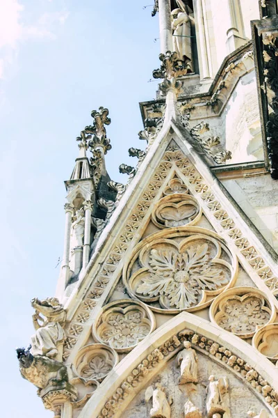 Reims França Julho 2018 Vista Fachada Exterior Catedral Notre Dame — Fotografia de Stock