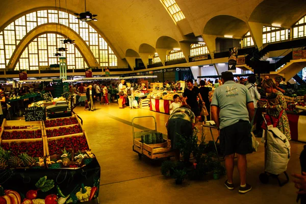 Reims Francia Julio 2018 Vista Gente Desconocida Comprando Mercado Reims — Foto de Stock