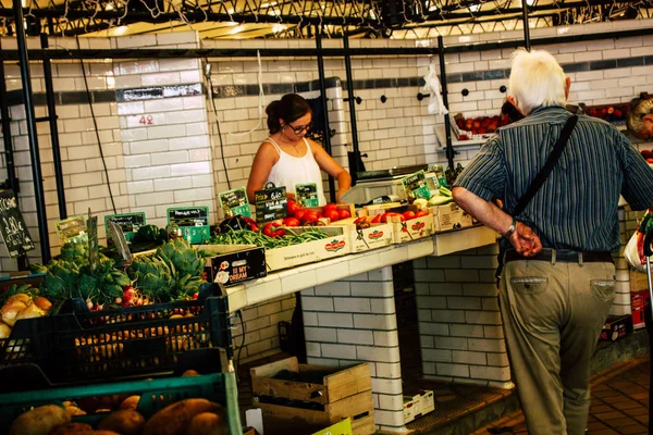 Reims Francia Julio 2018 Vista Verduras Frutas Vendidas Mercado Reims —  Fotos de Stock