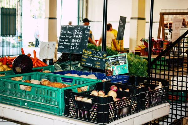 Reims Frankrike Juli 2018 Visa Grönsaker Och Frukt Säljs Reims — Stockfoto