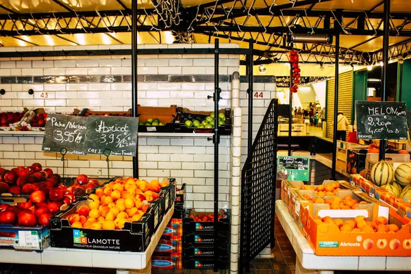 Reims Frankrijk Juli 2018 Weergave Van Groenten Fruit Verkocht Markt — Stockfoto