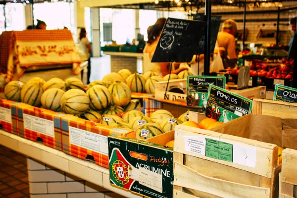 Reims Frankrijk Juli 2018 Weergave Van Groenten Fruit Verkocht Markt — Stockfoto