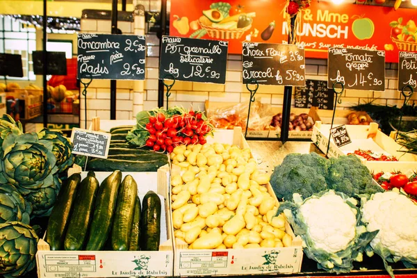 Reims Frankrike Juli 2018 Visa Grönsaker Och Frukt Säljs Reims — Stockfoto