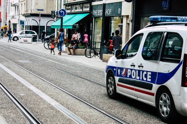 Reims Francia Julio 2018 Vista Coche Policía Francés Calle Reims — Foto de Stock