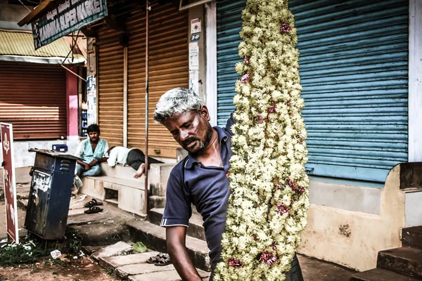 Gokarna Karnataka Indie Listopad 2017 Portrét Neznámého Člověka Který Prodává — Stock fotografie