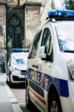 Reims Fransa 10 Ağustos 2018 Reims street öğleden sonra Fransız polis arabasına görünümünü