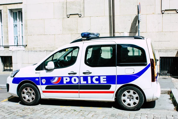 Reims Francia Agosto 2018 Vista Coche Policía Francés Calle Reims —  Fotos de Stock