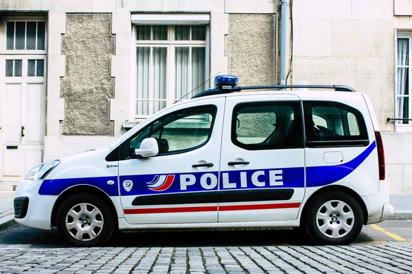 Reims Francja Sierpień 2018 Widok Francuskiej Policji Samochód Ulicy Reims — Zdjęcie stockowe