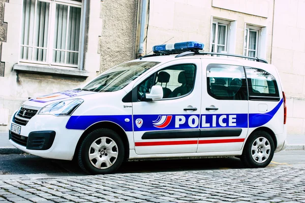 Reims Francia Agosto 2018 Vista Coche Policía Francés Calle Reims — Foto de Stock