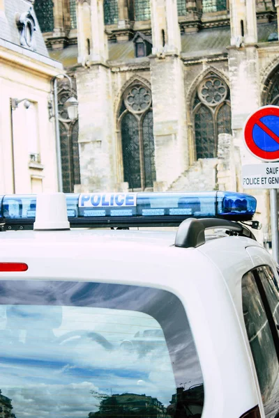 Ρεμς Γαλλία Αυγούστου 2018 Προβολή Ενός Αυτοκινήτου Γαλλική Αστυνομία Στην — Φωτογραφία Αρχείου