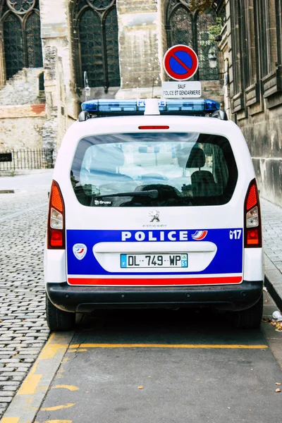 Reims Francia Agosto 2018 Vista Coche Policía Francés Calle Reims — Foto de Stock