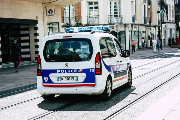 Reims France Août 2018 Vue Une Voiture Police Française Dans — Photo