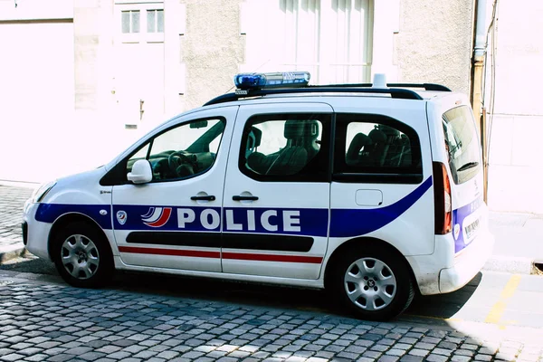 Reims Francia Agosto 2018 Vista Coche Policía Francés Calle Reims —  Fotos de Stock