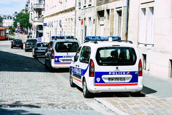 Reims Francia Agosto 2018 Vista Coche Policía Francés Calle Reims —  Fotos de Stock