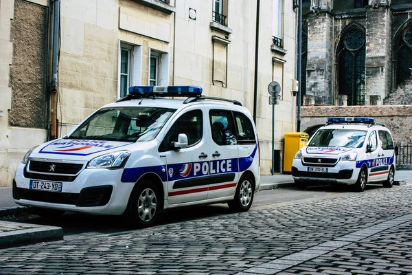 Reims Frankrike Augusti 2018 Fransk Polisbil Gatan Reims Eftermiddagen — Stockfoto