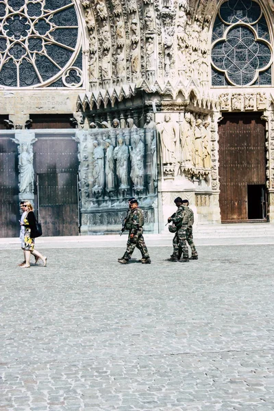 Reims France Août 2018 Vue Une Patrouille Militaire Française Dans — Photo