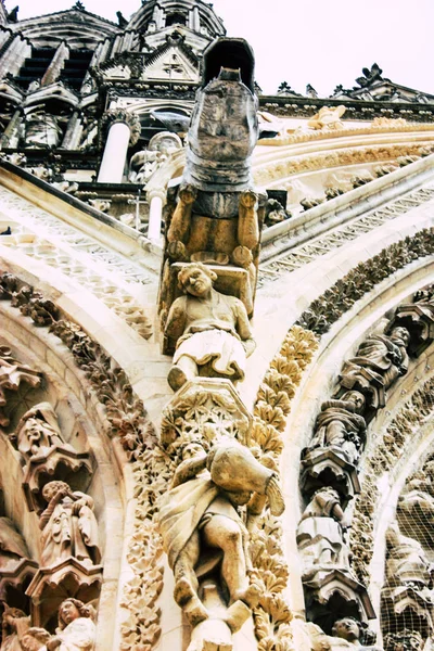 Reims Francia Agosto 2018 Vista Fachada Exterior Catedral Notre Dame — Foto de Stock