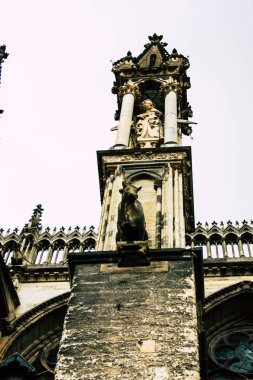 Reims Fransa 13 Ağustos 2018 öğleden sonra Notre Dame Katedrali'nin Reims cephe dış görünümünü