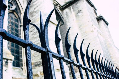 Reims Fransa 13 Ağustos 2018 öğleden sonra Notre Dame Katedrali'nin Reims cephe dış görünümünü