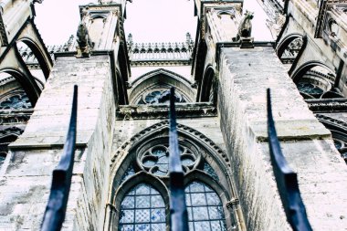 Reims Fransa 13 Ağustos 2018 öğleden sonra Notre Dame Katedrali'nin Reims cephe dış görünümünü