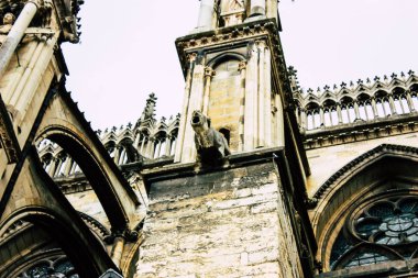 Reims Fransa 13 Ağustos 2018 öğleden sonra Notre Dame Katedrali'nin Reims cephe dış görünümünü