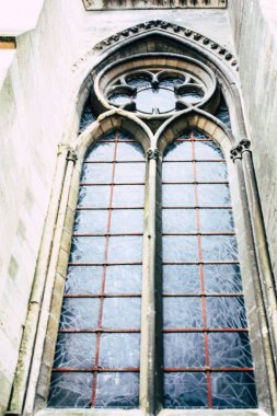 Reims Fransa 13 Ağustos 2018 öğleden sonra Notre Dame Katedrali'nin Reims cephe dış görünümünü