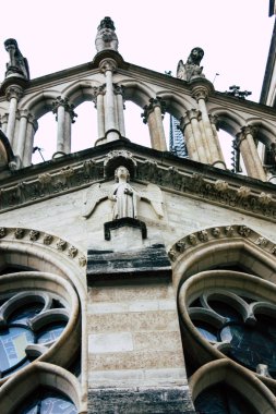 Reims Fransa 13 Ağustos 2018 öğleden sonra Notre Dame Katedrali'nin Reims cephe dış görünümünü