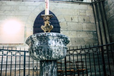 Reims Fransa 13 Ağustos 2018 öğleden sonra Notre Dame Katedrali Reims içinde mimarisinin görünümü