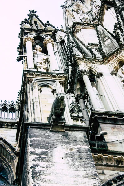 Reims France August 2018 View Exterior Facade Notre Dame Cathedral — Stock Photo, Image