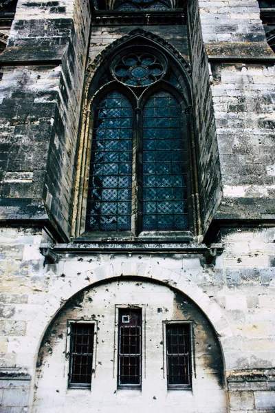 Reims Frankreich August 2018 Blick Auf Die Außenfassade Der Kathedrale — Stockfoto