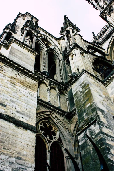 Reims Francia Agosto 2018 Vista Fachada Exterior Catedral Notre Dame — Foto de Stock