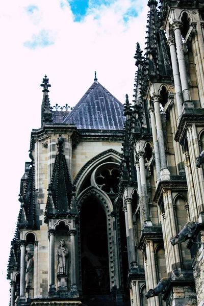 Reims Frankrike Augusti 2018 Syn Fasaden Notre Dame Katedralen Reims — Stockfoto