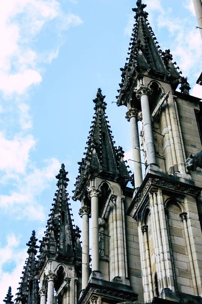 Reims Francia Agosto 2018 Vista Fachada Exterior Catedral Notre Dame —  Fotos de Stock