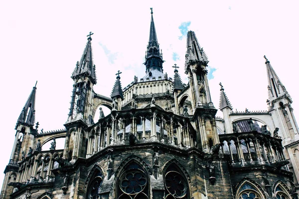 Reims Frankreich August 2018 Blick Auf Die Außenfassade Der Kathedrale — Stockfoto