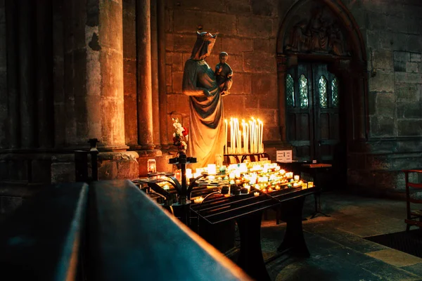 Reims França Agosto 2018 Vista Velas Dentro Catedral Notre Dame — Fotografia de Stock