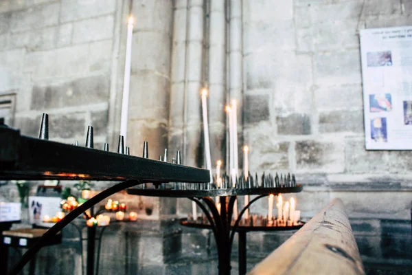 Ρεμς Γαλλία Αυγούστου 2018 Θέα Κεριά Στο Εσωτερικό Του Notre — Φωτογραφία Αρχείου