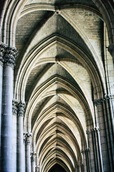 Reims Frankreich August 2018 Blick Auf Die Architektur Der Kathedrale — Stockfoto