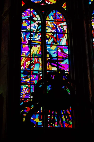 Reims Fransa 13 Ağustos 2018 öğleden sonra Notre Dame Katedrali Reims içinde mimarisinin görünümü