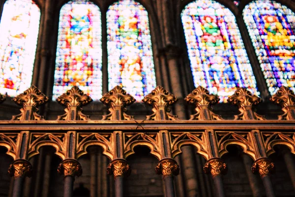 Reims Fransa 13 Ağustos 2018 öğleden sonra Notre Dame Katedrali Reims içinde mimarisinin görünümü